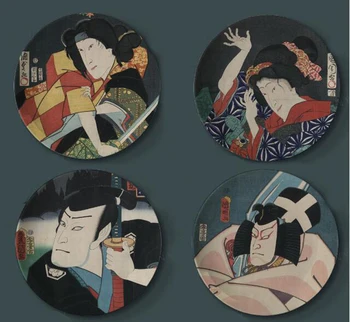 Japonské Keramické Dekoračné Závesné dosky Ukiyo-e Maliarske Dekoračné Dosky Domov umením Stenu Ozdobu na Stenu-Nálepky