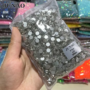 JUNAO 2 mm 3 mm 4 mm 5 mm 6 mm Jasné Nechtov Kamienkami Živice Flatback Lepidlo Na Crystal Glitters Drahokamy pre Oblečenie, Dekorácie