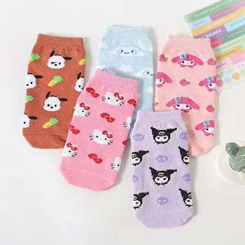 Kawaii Sanrio Cartoon Bavlna Loď Roztomilé Ponožky Hello Kitty Ponožky Neviditeľné Bavlnené Ponožky Mäkké Pohodlné Tvorivé Narodeninám