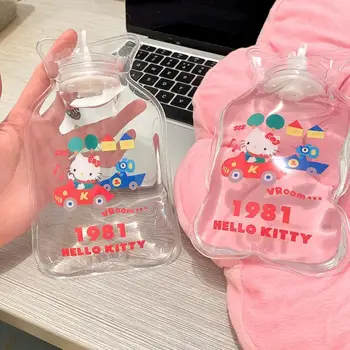 Kawaii Sanrio Teplej Vody Fľašu Dobrý Deň, Kittys Príslušenstvo Roztomilé Anime Transparentné Pvc Vstrekovanie Taška Ruky, Nohy Teplejšie Dievčatá Darček