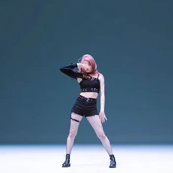 Kpop Kórejská Dievča Skupiny Nočný Klub Jazz Dance, Sexy Off-Ramenný S Dlhým Rukávom T-Košele, Topy Black Slim Šortky Ženy Koncert Oblečenie