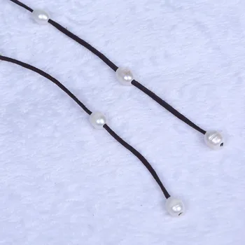 Kúzlo ryža reálne sladkovodné perly kožené dlhé náhrdelníky šperky pre ženy náhrdelník urob si sám