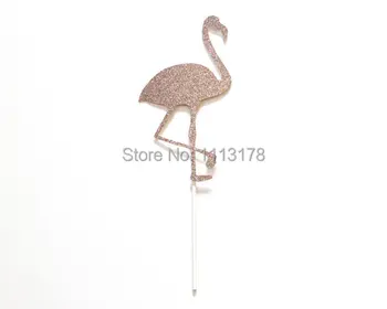 Lesk zlata Flamingo Tortu Vňaťou - Luau Party Dodávky - Strana navrhne svadobné narodeniny špáradlá cupcake vňaťou dekor
