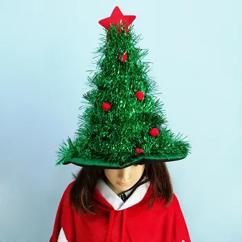 Lesklé Pozlátko Vianočný Strom Zelený Klobúk Handričkou Vianoce Legrační Klobúk Santa Claus Klobúky Cosplay Party, Party Dodávky Zdobiť Vaše Santa Klobúk