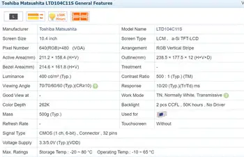LTD104C11S 10.4 PALCE Priemyselné LCD,Nové A+ Trieda na sklade, testované pred zásielky