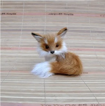 Malé roztomilé simulácia fox hračka polyetylénu & kožušín, mini žltá fox bábika darček 9x7x8cm 1013