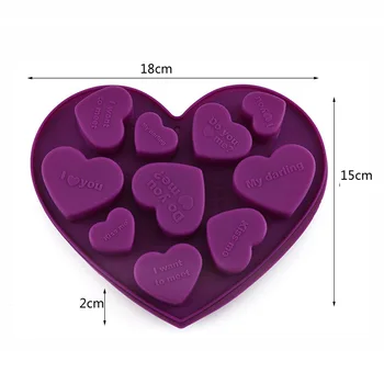 Milujúce Srdce Tvar Silikónové Fondant Formy DIY Farebné Sladké Srdce Čokoládové Cukrovinky Vložiť Cake Zdobenie Nástroj Plesní