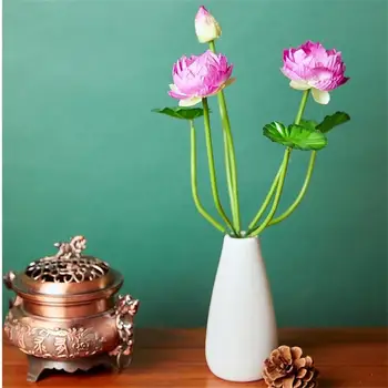 Mini Umelé Lotus Hodváb Plastové Vodné Ľalie Kvety a Rastliny, Dekorácie 30 cm, Svadby, Garden Home Decor