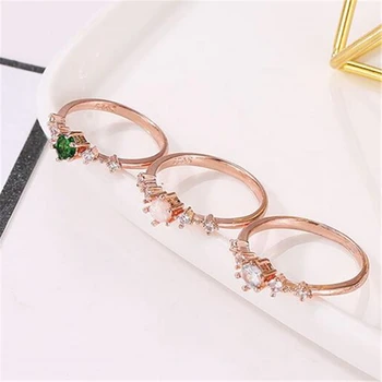 Minimalistický tenké kovové zelená, ružová, biela, crystal kúzlo veľkosť 6 7 8 9 10 prstene pre ženy darček pre jej stohovateľné prst šperky
