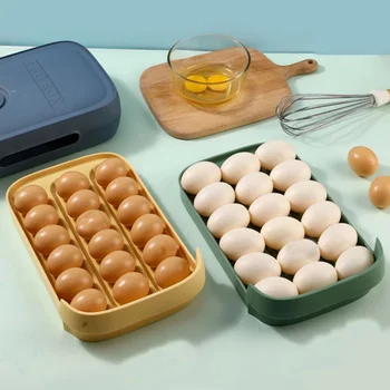 Moderný Jednoduchý Zásuvky Vajcia Úložný Box s Vekom Jeseň-dôkaz Domácej Kuchyne Potravín Úložný Box Chladnička Úložný Box