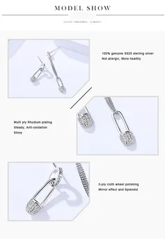 Móda Crystal klip tvar 925 sterling silver earings pre ženy Striebro S925 šperky stud náušnice cz roztomilý earing žena