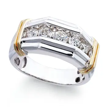 Móda Klasické Geometrické Crystal Zirkón Zásnubný Prsteň Mužov Tvorivé Zlata, Dva-farba Snubné Prstene Pre Ženy Boho Šperky