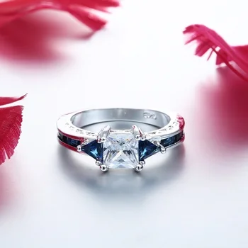 Módne Šperky Ženy, Svadobné Námornícka Modrá/ Biela Zirkón Prsteň Zásnubný Svadobné Prstene