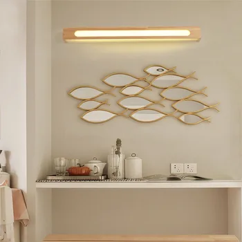 Nordic Minimalistický Obdĺžnikový Masívneho Dreva Nástenné Svietidlo Moderného Kreatívneho Vnútorné Drevené Dlho LED Lampa Toaletný Stolík Bed Head Osvetlenie