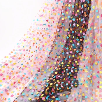 Nové doplnky, Farebné Dot Oka Textílie Šifrované Čistý Priadza Deti Zdobiť Lístkového Sukne Materiál na šitie Čipky Textilné Tkaniny Meter telas