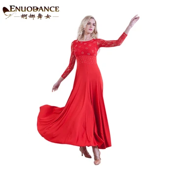 Nové moderné tanečné šaty s dlhým rukávom sociálne tanečné šaty Národná Norma Tanečné Šaty Valčík šaty výkon šaty