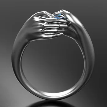 Nové Módne Tvorivé Objať Oboma Rukami Modrý Zirkón Prstene pre Ženy, Svadobné Šperky