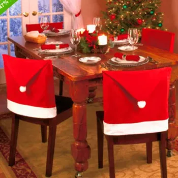 Nový Rok 2023 Santa Claus Klobúk Stoličky Kryt 2021 Vianočné Dekorácie pre Domov Tabuľka Vianočné Ozdoby Navidad Noel Vianočné Darčeky