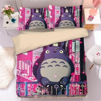 Obľúbené Anime Totoro 3D posteľná bielizeň Nastaviť Obliečky obliečky na Vankúše Cumlík posteľná bielizeň Sady Obliečky Posteľná Bielizeň Totoro posteľná bielizeň sady 07