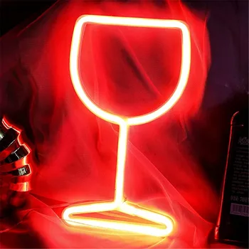 Poháre na víno, LED, Neónové svietidlo Značky Gamepad Stene Visí Lampa Stenu, Nočné Svetlo Usb Batérie Prevádzkované Neónový nápis Bar Izba Dekor Dary