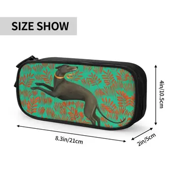 Prispôsobený Sihthound Greyhound Kvety Umenie Kawaii Peračník Chlapci Gilr Veľkú Kapacitu Psa Zvierat Ceruzka Box Študentov Kancelárske Potreby
