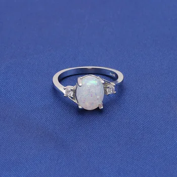 Prírodný Kameň Striebornom Krúžku pre Svadobné Žena Krásne Roztomilé Oválne Šperky White Fire Opal Prstene Pre Ženy Distribúcia