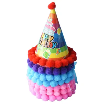 Rainbow Narodeniny Klobúky Strana Dodávky Príslušenstvo Cake Zdobenie Ozdoby Dospelých Detí Happy Birthday Pom Pom Spp