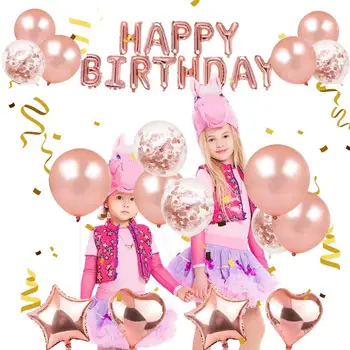 Rose Gold Transparentné Balóny Happy Birthday List Party Dekorácie Deti Vzduchu Gule Baloon Balónikov Dospelých Dieťa Sprcha Dodávky