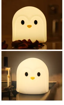 Roztomilý Tučniak LED Nočné Svetlo Dotykový Snímač Farbu Batérie Powered Spálňa Nočná Lampa pre Deti detský Baby Darček k Narodeninám Domov