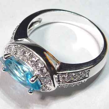 SHUNXUNZE vintage módy snubné prstene, Šperky a Príslušenstvo pre mužov a ženy, Svetlo modrý kameň Ródium Á R309 veľkosť 8 9 10