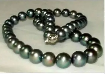 Top kvalita AAA 10-11 mm prírodné tahitian páva zelená perlový náhrdelník 18-palcové