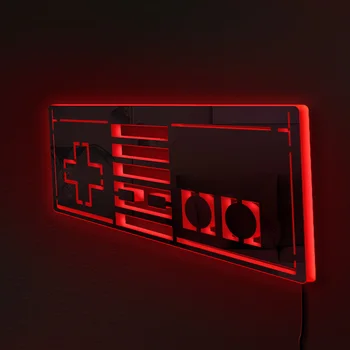 Vintage Gamepad Nástenné Svetlo Zrkadlo LED Podsvietenie Hra Ovládač Podsvietený Displej Prihlásiť herňa Dekorácie S Diaľkovým ovládaním