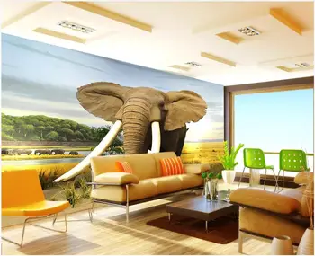 Vlastné foto nástenná maľba 3d tapeta Moderné lúky rieky slon krajiny pozadí miestnosti domova tapety na steny 3 d