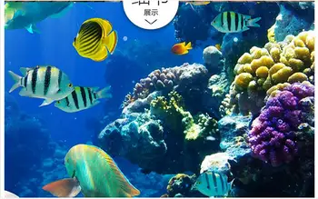 Vlastné foto tapety 3d maľby, tapety malé ryby, koraly akvárium je vyzdobený v podmorský svet stenu papiere
