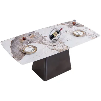 Vlastné talianske tabuľky, stoličky zmes obdĺžnikový dizajnér rodiny jedálenský stôl reštaurácia nehrdzavejúcej ocele svetlo luxusné tabuľka