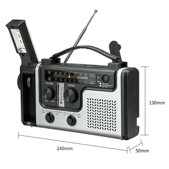 Vonkajšie Multifunkčné Solárne Prenosné Rádio FM / AM Rádio, Zabudovaný Reproduktor, Podpora Núdzové LED Baterka stolná Lampa