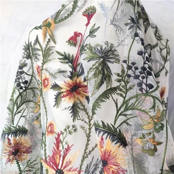 Vysoká kvalita oka textílie Nový štýl vody kvetinové výšivky tissu šaty príslušenstvo DIY okenné gauč, ktorým sa materiál