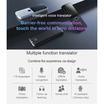 WiFi Prekladateľ 2 4-palcový TFT 512M 4G Presné Cestovanie Obchodných Stretnutí, Tlmočnícke Prekladateľské Zariadenie, Biela