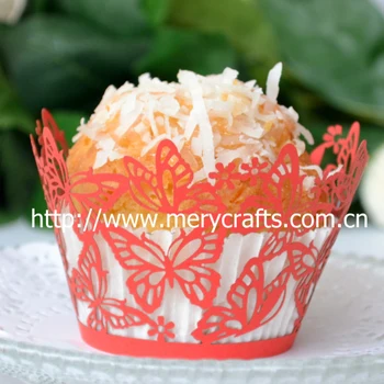 červená Butterfly svadobné Cupcake obaly dekorácie, motýľ cupcake muffin wrapper zábal prípade 100ks